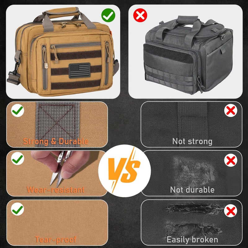 ITHWIU Pistol Case, Gun Range Bags For 2 Pistols 6 Magazines Carrying Shooting Bag with Lockable Zipper for Shooting Range Outdoor Hunting - Image 3